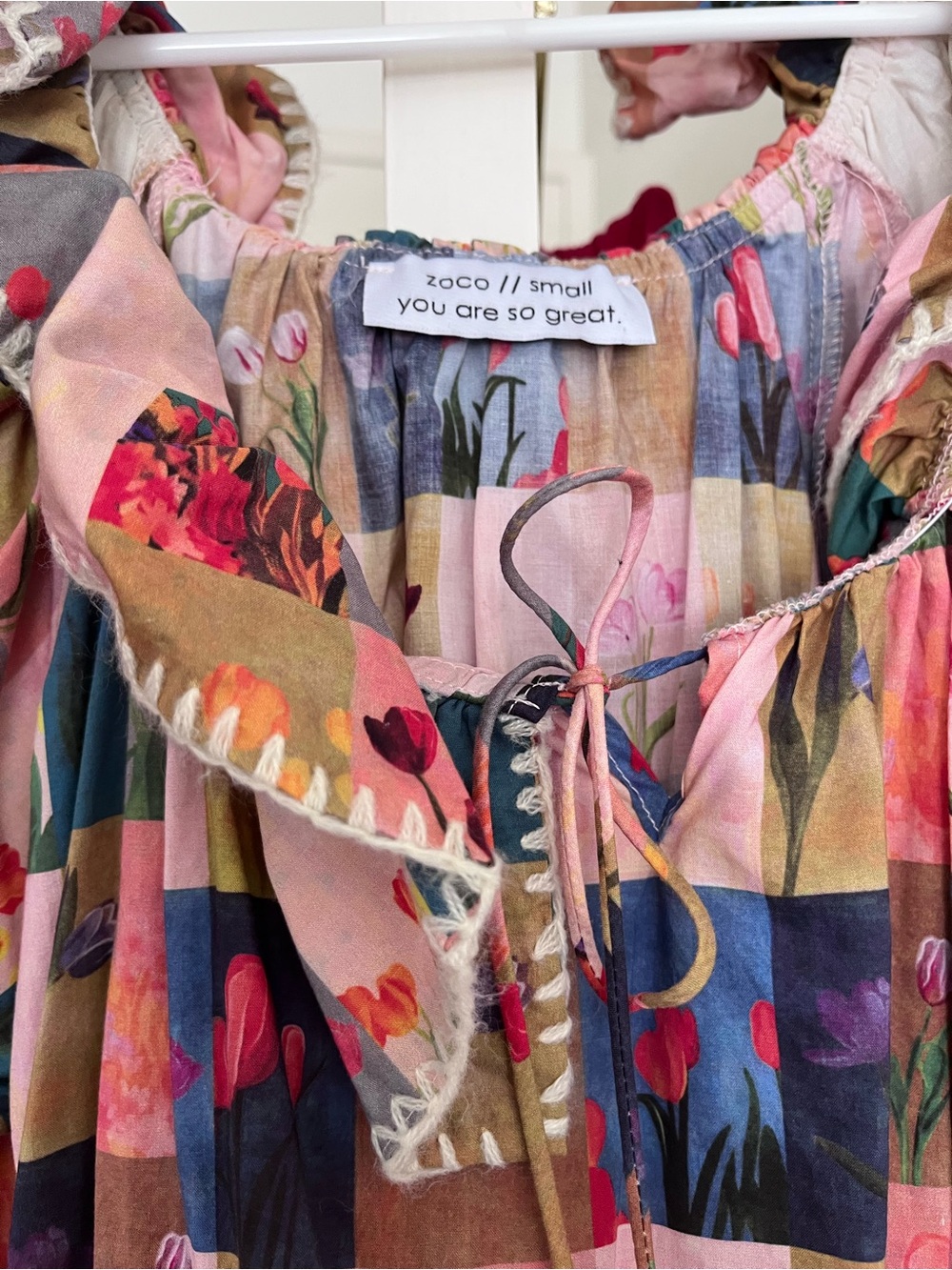Patchwork Floral Maxi Dress in Pink and Blue - Picture 3 of 3
